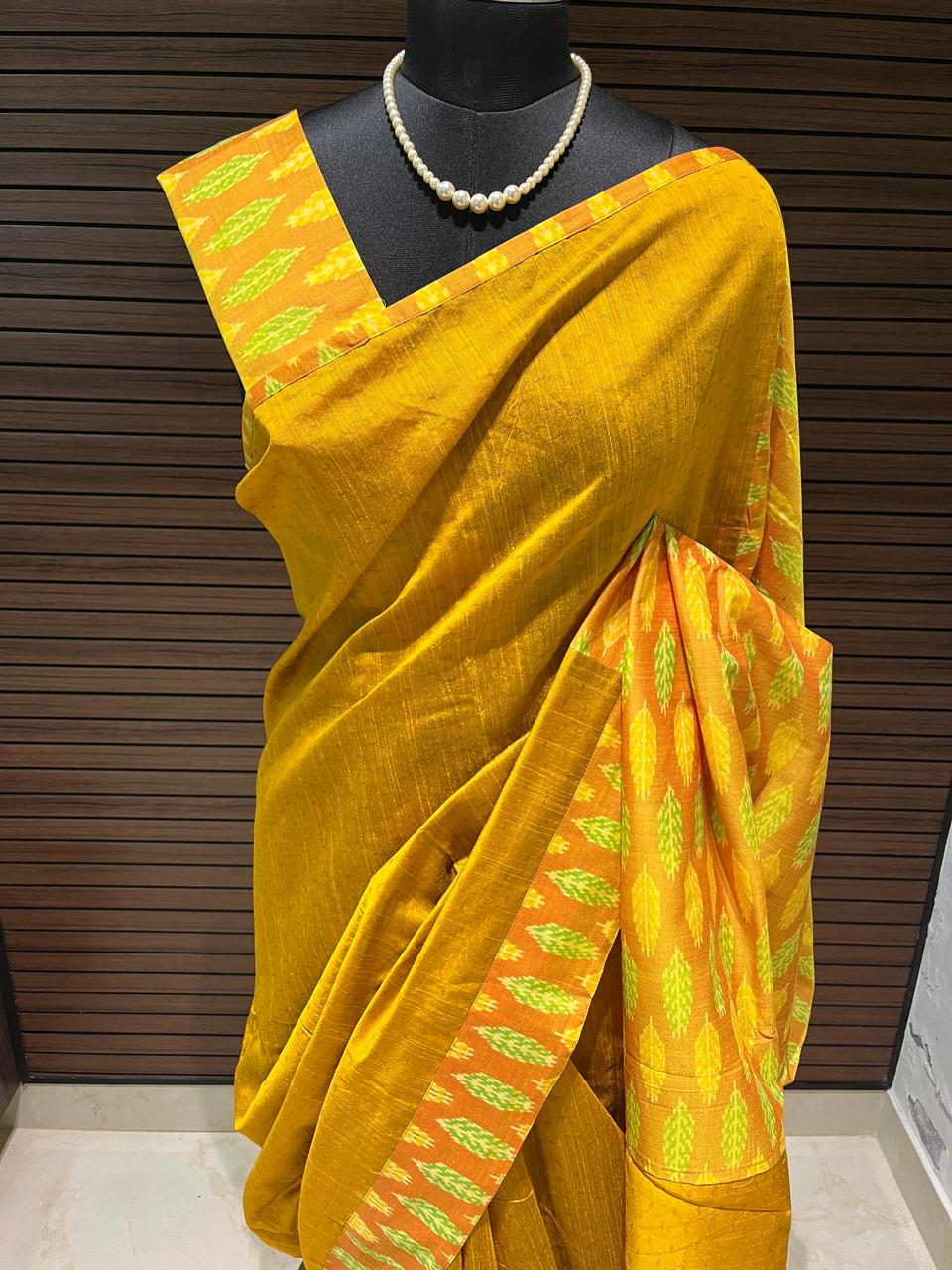 Yellow pochampally Ikkat Designer Saree | Swathi Nanda Sarees