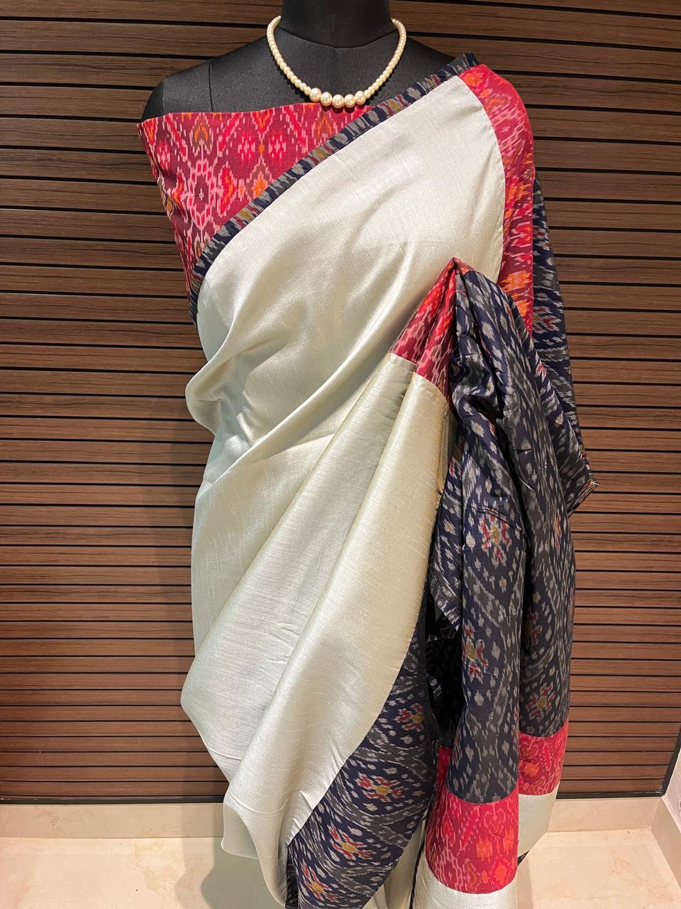 Blue and red pochampally Ikkat Designer Saree | Swathi Nanda Sarees