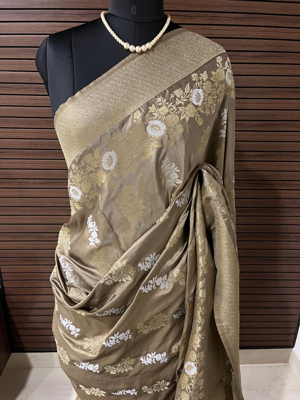 Golden Brown Banarasi Saree | Swathi Nanda Sarees