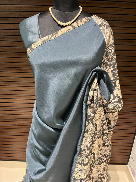 Grey Designer Kalamkari Silk Cotton Saree | Swathi Nanda Sarees