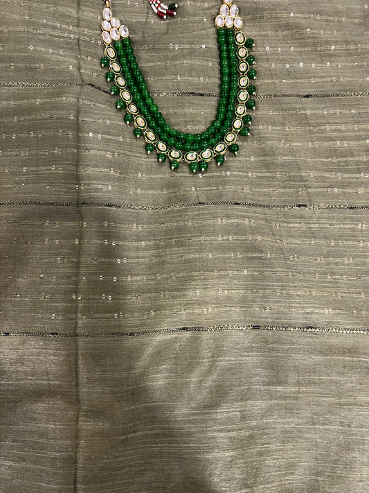 Moss Green Tussar Saree  | Swathi Nanda Sarees