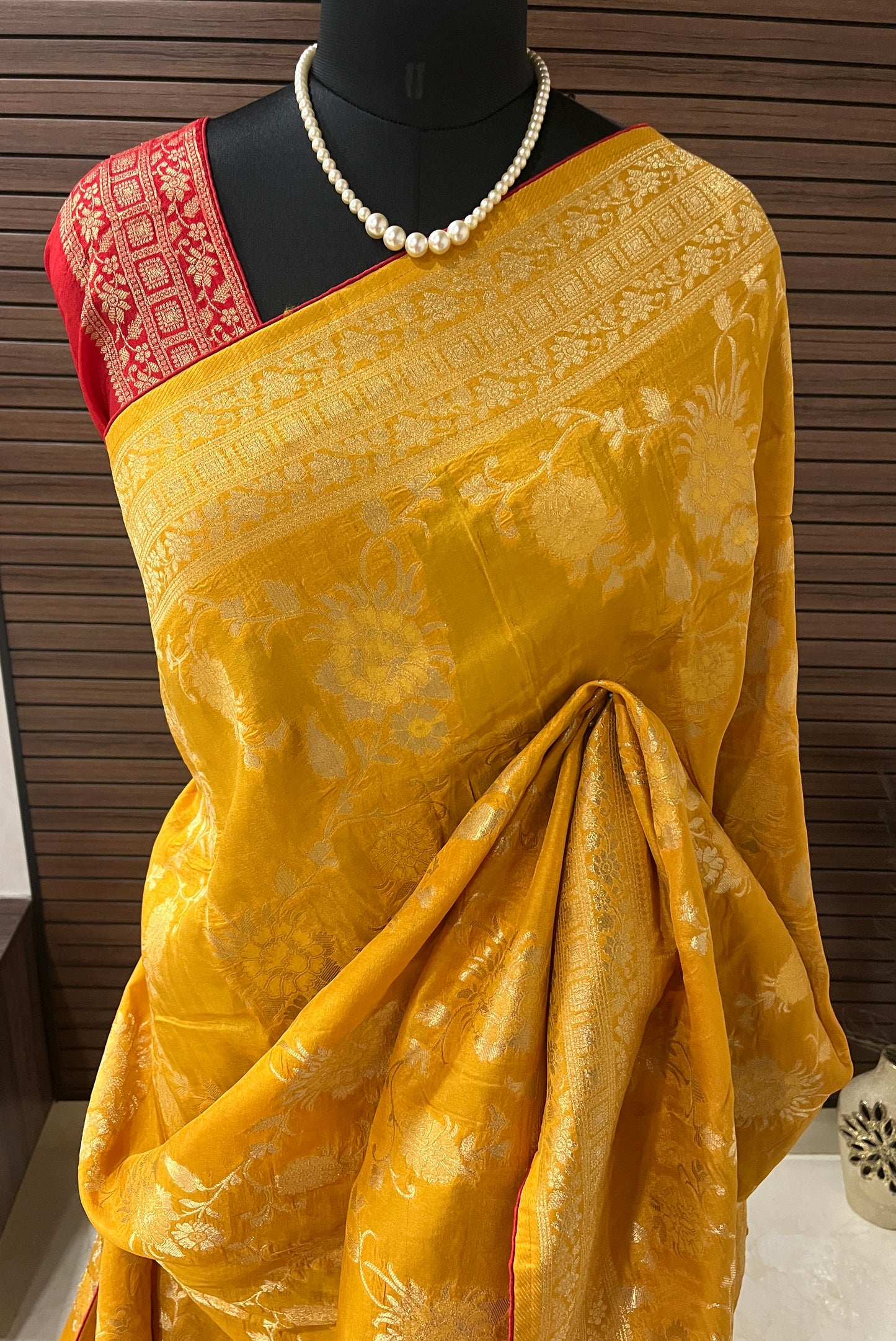 Mustard Yellow Banarasi Saree | Swathi Nanda Sarees