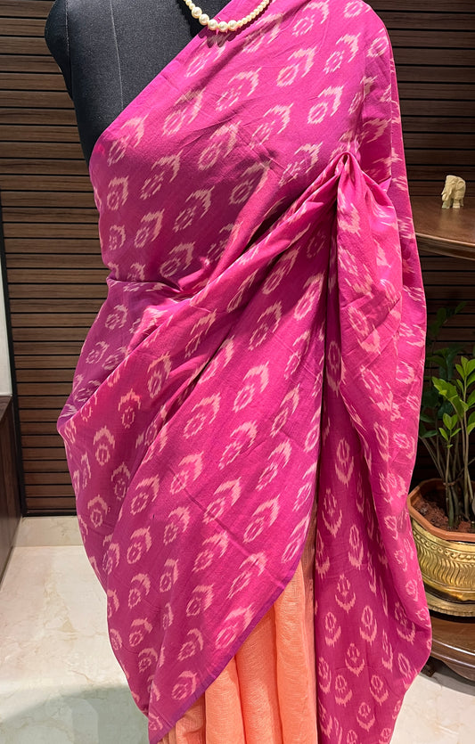 Pink Ikkat Designer Cotton Saree | Swathi Nanda Sarees