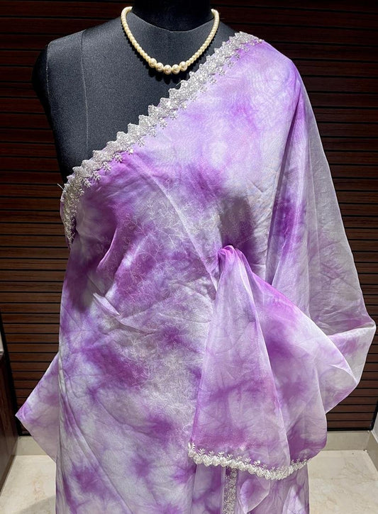 Lavender Organza Saree | Swathi Nanda Sarees