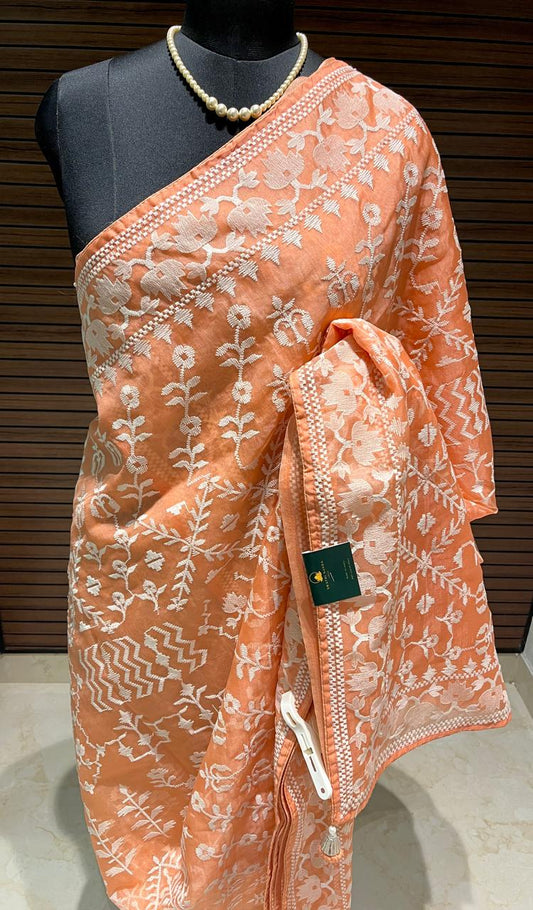 Orange Jamdani Organza Saree | Swathi Nanda Saree