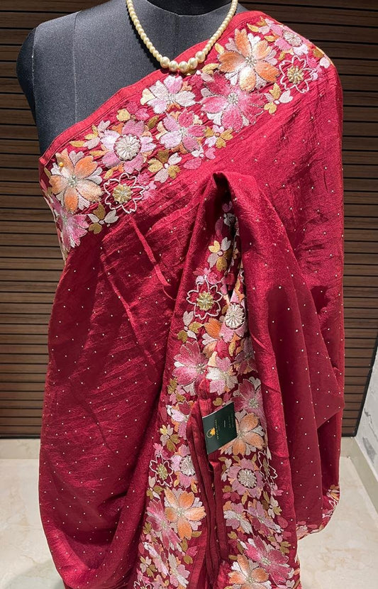 Sia Maroon embroidered Saree | Swathi Nanda Saree