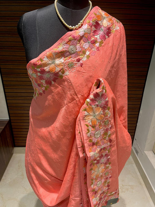 Sia pink embroidered Organza Saree | Swathi Nanda Saree