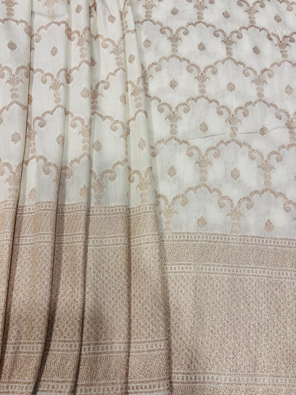 Cream Banarasi Saree | Swathi Nanda Sarees