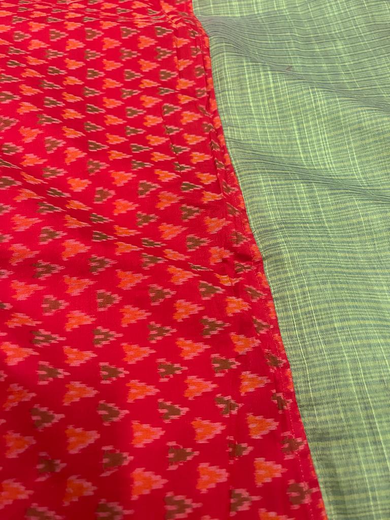 Mint Green and Red Ikkath  Saree | Swathi Nanda Sarees