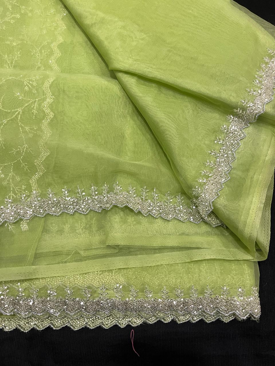 Green Organza Saree | Swathi Nanda Sarees