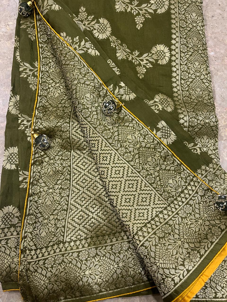 Mehendi Green Banarasi Saree | Swathi Nanda Sarees