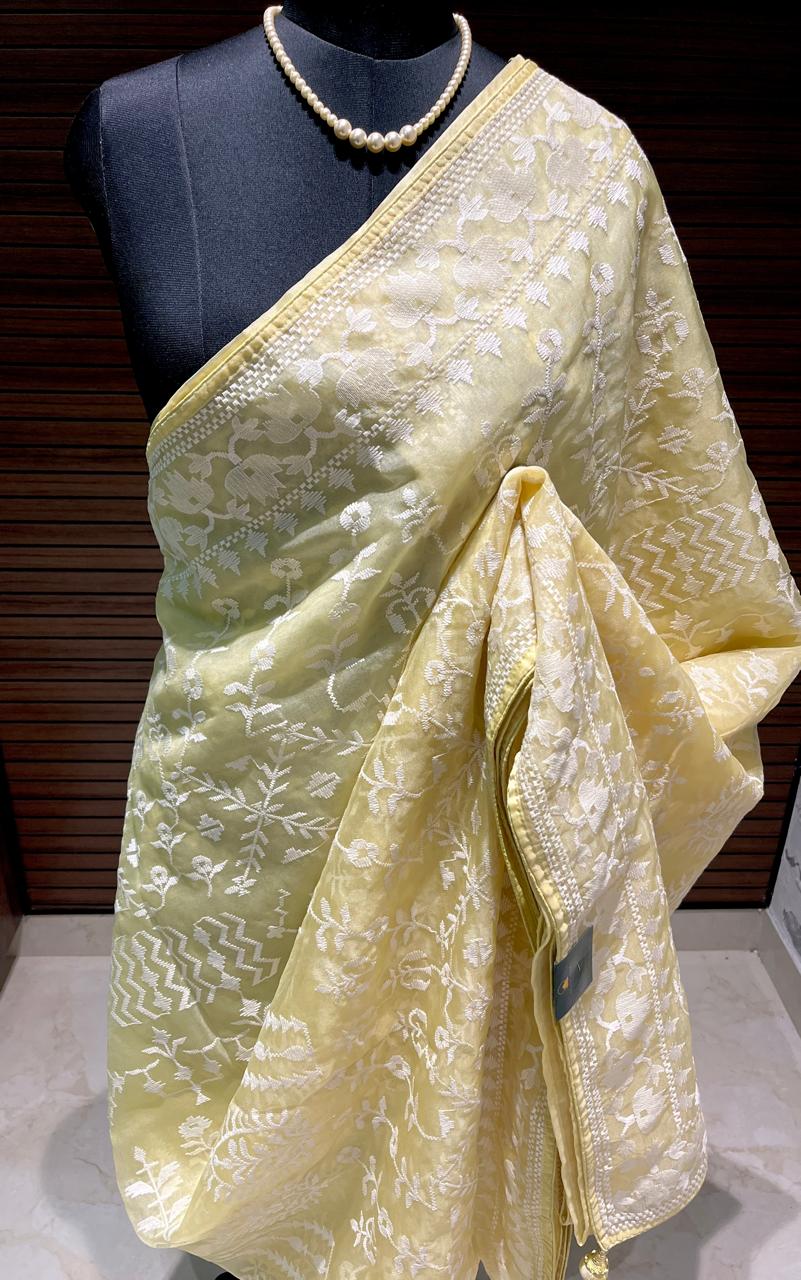 Yellow Organza Saree | Swathi Nanda Saree