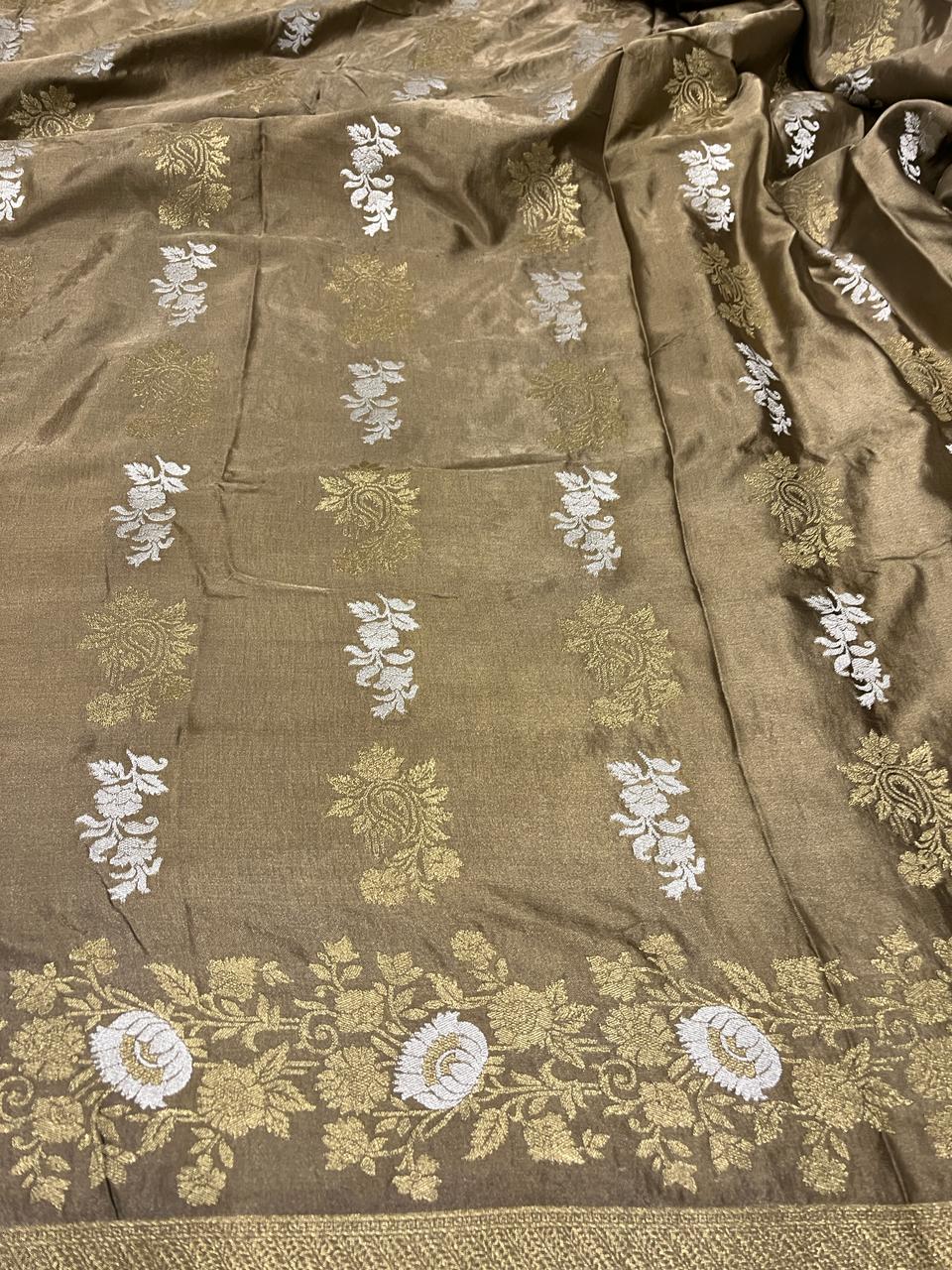 Golden Brown Banarasi Saree