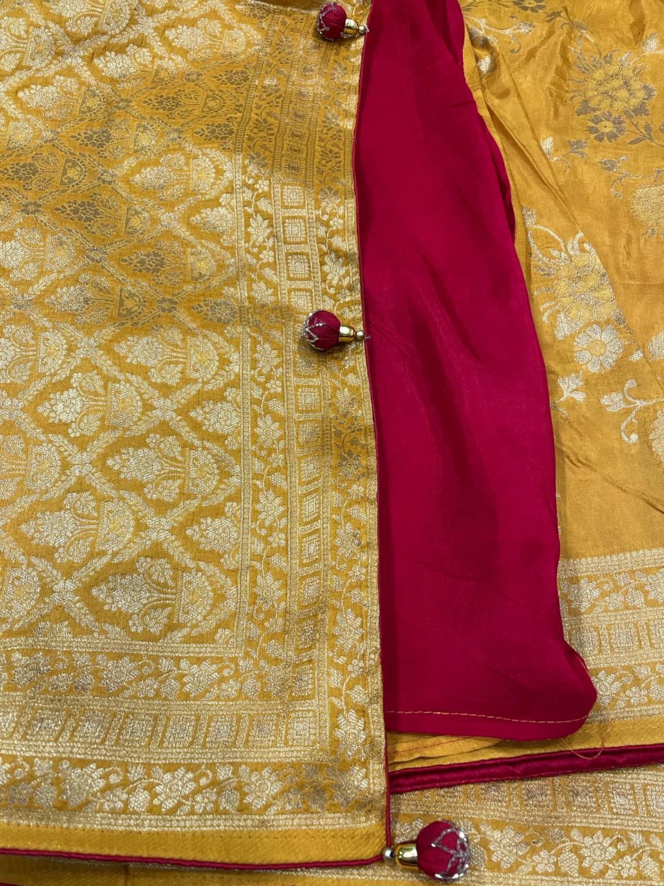 Mustard Yellow Banarasi Saree | Swathi Nanda Sarees