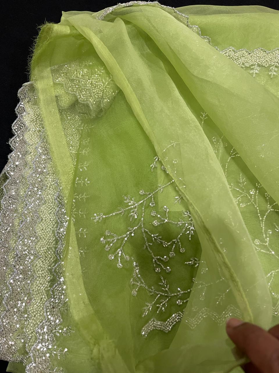 Green Organza Saree | Swathi Nanda Sarees